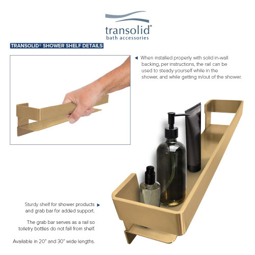 Transolid JGBS20-CB Transolid JGBS20-CB Jocelyn 20-in Grab Bar Shelf; Champagne Bronze