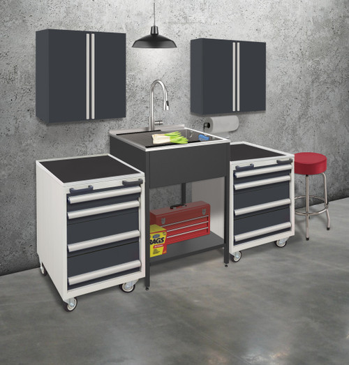 Transolid K-EWS-2422S-MB  24-in W x 22.1-in D x 35.2-in H Laundry Sink/Wash Stand All-in-One Kit, Matte Black
