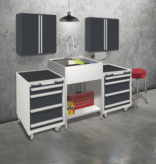 Transolid K-EWS-2822S 28-in W x 22.1-in D x 35.2-in H Laundry Sink/Wash Stand All-in-One Kit, Brushed Stainless