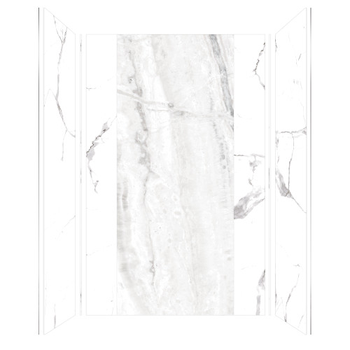 Transolid TWKE603696-SKI01GBKI31G Titan 60"x 36"x 96" Eco Shower Wall Trimmable Kit, White Caruso/Savanna Grey
