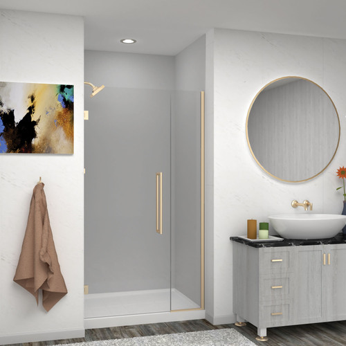 Transolid EHTB425307610C-T-CB Elizabeth 42.5-in W x 76-in H Hinged Shower Door in Champagne Bronze with Clear Glass