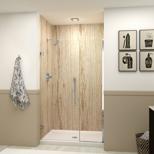 Transolid EHTB48307610C-T-PC Elizabeth 48-in W x 76-in H Hinged Shower Door in Polished Chrome with Clear Glass