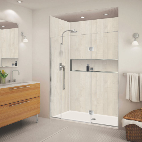 Transolid EHTF66307610C-T-PC Elizabeth 66-in W x 76-in H Hinged Shower Door in Polished Chrome with Clear Glass