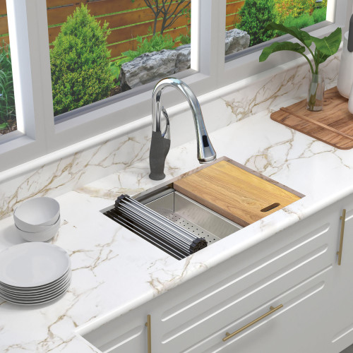 Transolid KWSSU271910 27-in X 19-in X 10-in 18-Gauge Undermount Stainless Steel Kitchen Workstation Sink