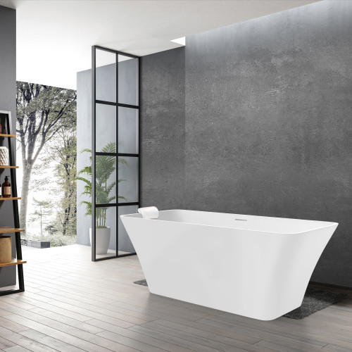 Transolid K-AFTL6730-M31 Lily Grande 67-in x 30-in x 23-in Freestanding Acrylic Bathtub Kit With Center Drain And Bath Pillow, White (Matte)