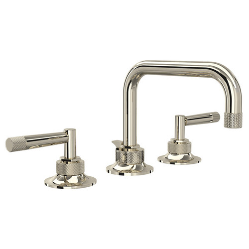 Rohl MB-2009LMPN-2 Graceline U-Spout Widespread Bathroom Faucet with Metal Lever Handle, Polished Nickel