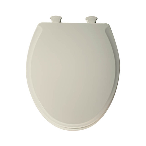 Wood Round Slow-Close Toilet Seat in Biscuit