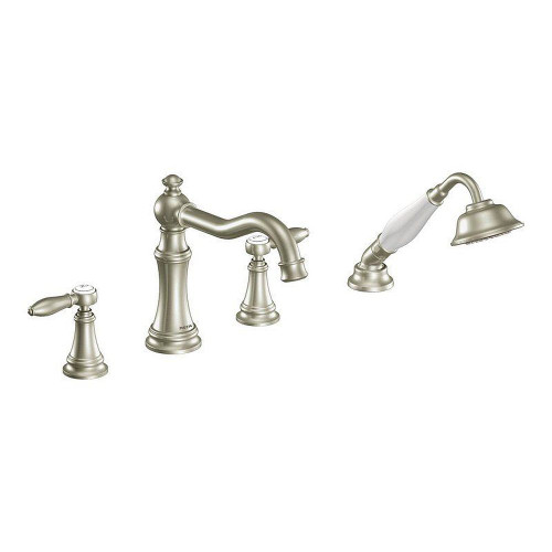 Moen TS21104BN Deck Mounted Tub Filler with Hand Shower in Brushed Nickel