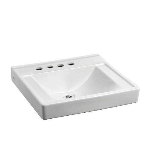 Everclean Wall-Hung Bathroom Sink with 4" Center with Left Hand Soap Dispenser Less Overflow in White