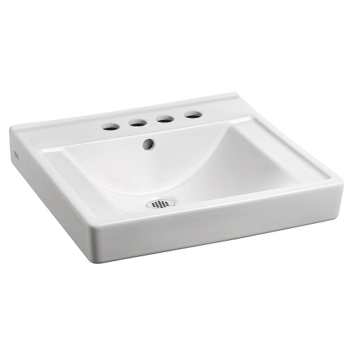 Everclean Wall-Hung Bathroom Sink with 4" Center with Right Hand Soap Dispenser in White