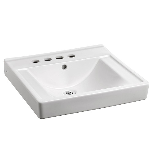 Everclean Wall-Hung Bathroom Sink with 4" Center with Left Hand Soap Dispenser in White