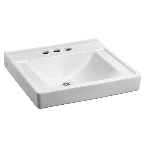 Everclean Wall-Hung Bathroom Sink with 4" Center Less Overflow in White