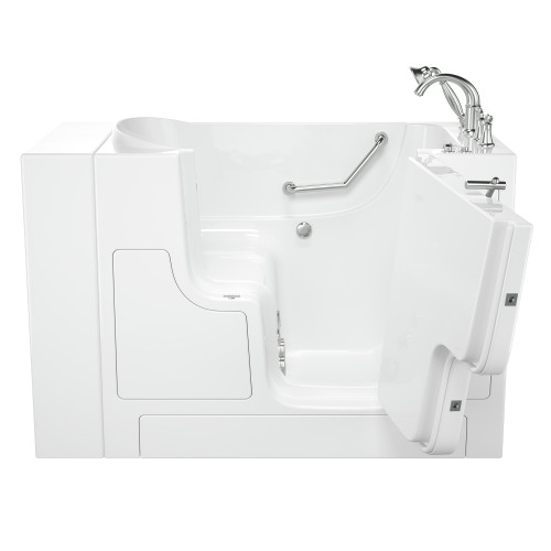 30-in. x 52-in. Outward Opening Door Walk-In Whirlpool Massage Bathtub with Right Door/Drain and Tub Faucet in White