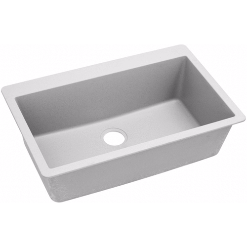 33" x 20-7/8" x 9-7/16" Quartz Single Bowl Drop-in Sink in White