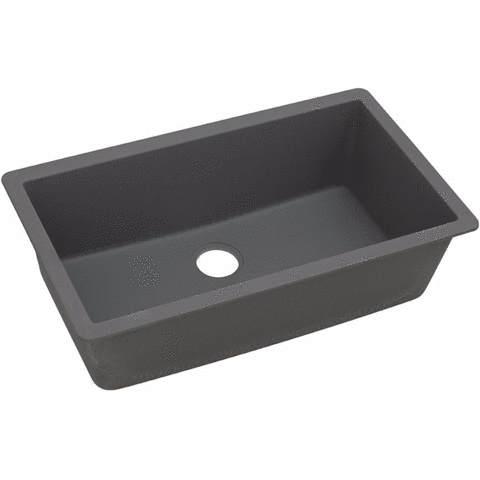 33" x 18-7/16" x 9-7/16" Quartz Single Bowl Undermount Sink in Dusk Gray