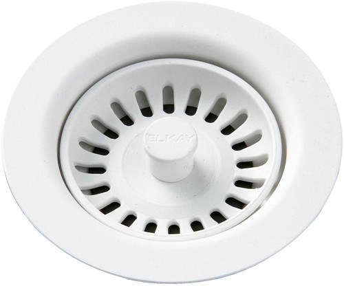 Polymer Drain Fitting with Removable Basket Strainer and Rubber Stopper in Ricotta