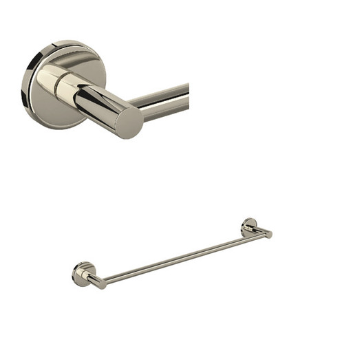 Rohl LO1/18PN Lombardia 18-in Wall Mount Single Towel Bar, Polished Nickel