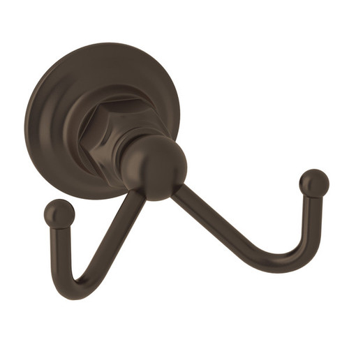 Rohl ROT7DTCB Wall Mount Double Robe Hook, Tuscan Brass