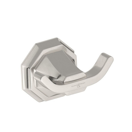 Deco Double Robe Hook in Satin Nickel