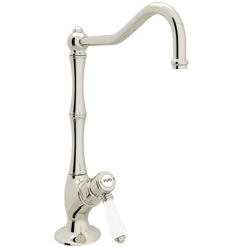 Column Spout Filter Faucet With Mini Porcelain Lever Handle In Polished Nickel