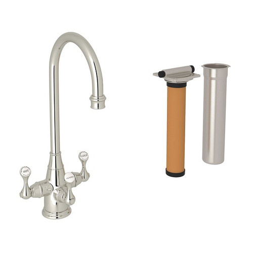 Georgian Era Filtration 3-Lever Bar/Food Prep Faucet Kit With Triflow Filter In Polished Nickel