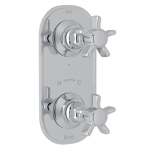 Trim for 1/2" Thermostatic/Diverter Control Rough Valve with Five Spoke Cross Handle in Polished Chrome