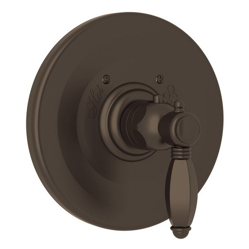 Thermostatic Trim Plate with Hex Metal Lever and without Volume Control in Tuscan Brass