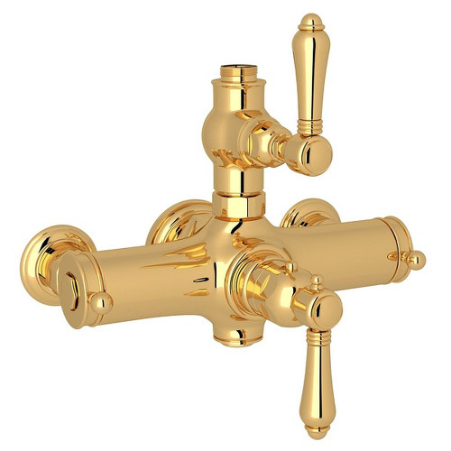 Italian Bath Exposed Thermostatic Valve with Metal Lever in Italian Brass
