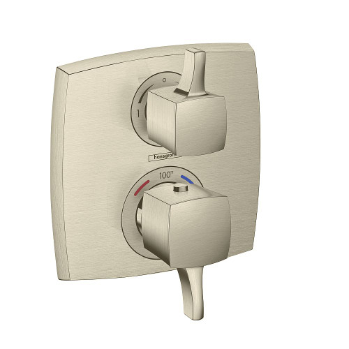 Hansgrohe 15728821 Ecostat Classic Square Thermostatic Trim with Volume Control and Diverter, In Brushed Nickel