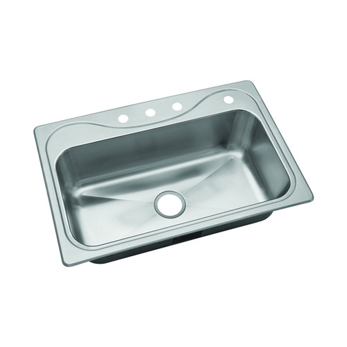 Sterling 45987-4-NA 22-in x 33-in x 9-in 4-Holes Top-Mount Single-Bowl Kitchen Sink