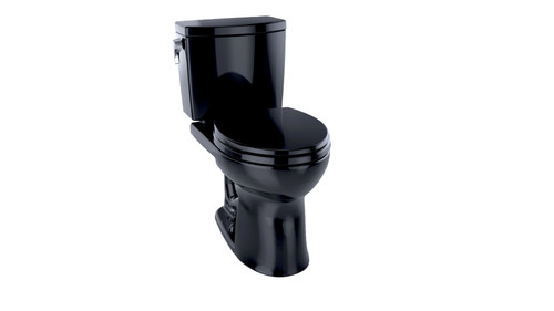 1.0 GPF Two-Piece Round Toilet with Single Flush in Ebony