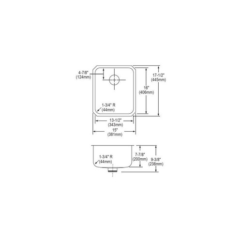 Elkay ELUH1316PDBG Stainless Steel Single Bowl Undermount Sink Kit with Perfect Drain in Lustrous Highlighted Satin