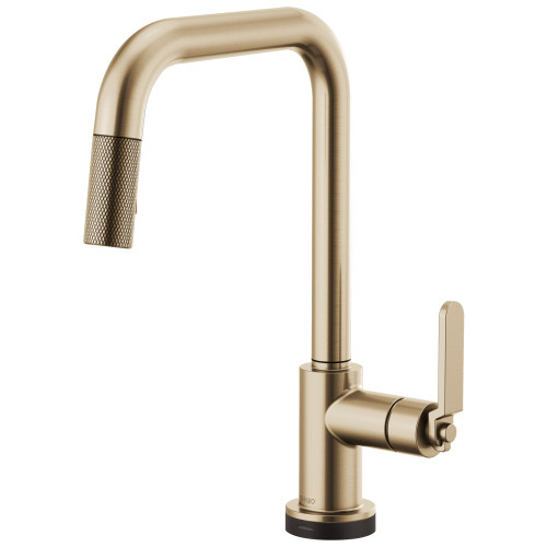 SmartTouch Pull-Down Faucet with Square Spout and Industrial Handle in Luxe Gold Finish