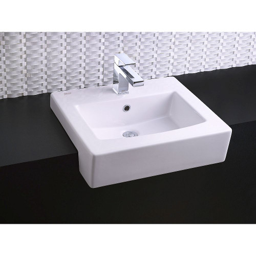 Boxe Bathroom Sink with Single Hole Faucet Mount in White