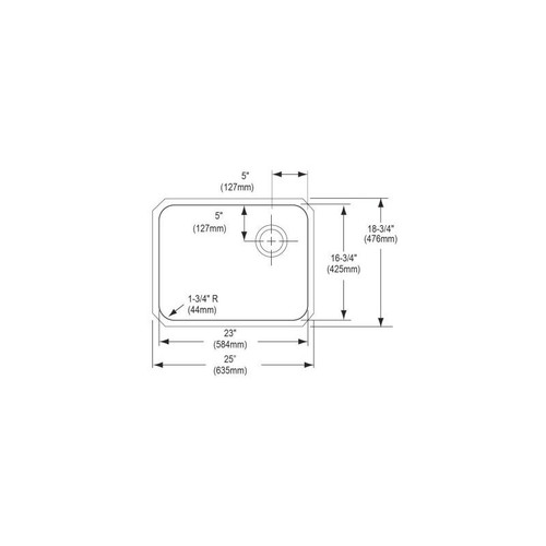 Elkay ELUH2317R Stainless Steel Single Bowl Undermount Sink in Lustrous Highlighted Satin