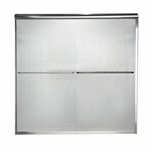 56" Tall Frameless Bypass, Rain Glass Double Sliding Shower Door for 56" to 60" Width Openings in Silver