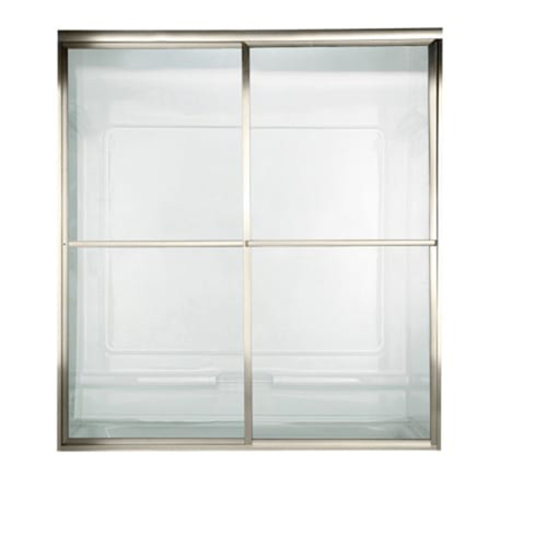 68" Tall Framed, Bypass, Clear Glass Shower Door for 46" to 48" Width Openings in Brushed Nickel