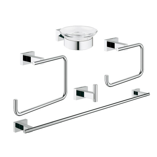Grohe 40758001 Essentials Cube 5-in-1 Master Bathroom Accessories Set in StarLight Chrome