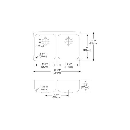 Elkay ELUH3118 Stainless Steel Double Bowl Undermount Sink in Lustrous Highlighted Satin