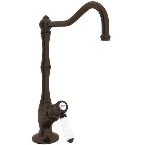 Column Spout Filter Faucet With Mini Porcelain Lever Handle In Tuscan Brass