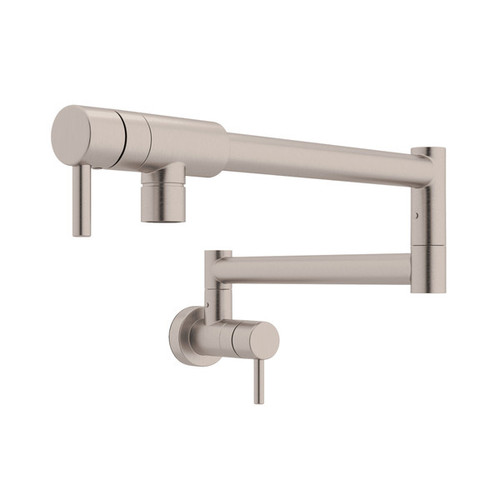 Rohl QL66L-STN-2 Modern Pot Filler with Metal Lever Handle, Satin Nickel