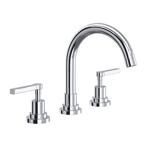 Rohl A2228LMAPC-2 Lombardia C-Spout Widespread Bathroom Faucet with Metal Lever Handle, Polished Chrome