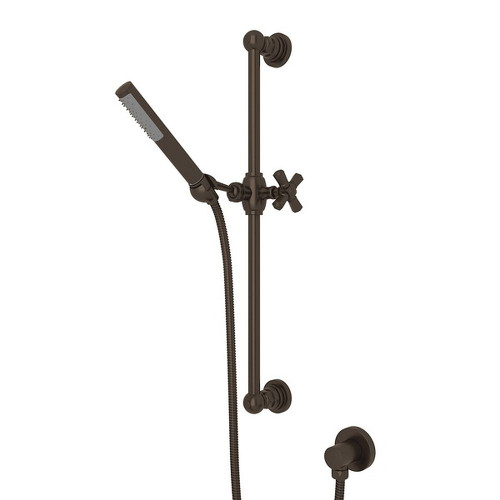 Single-Function Handshower Set with Cross Handle in Tuscan Brass