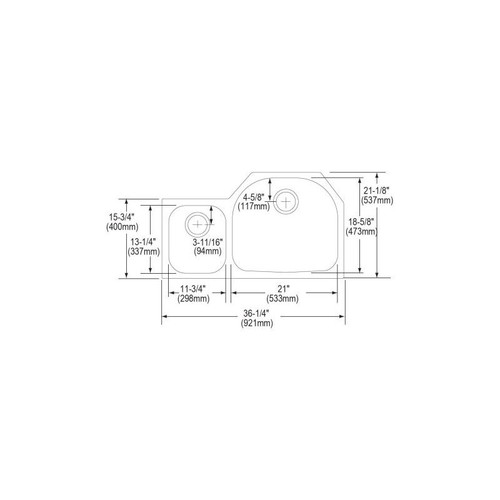 Elkay ELUH3621L Stainless Steel Double Bowl Undermount Sink in Lustrous Highlighted Satin