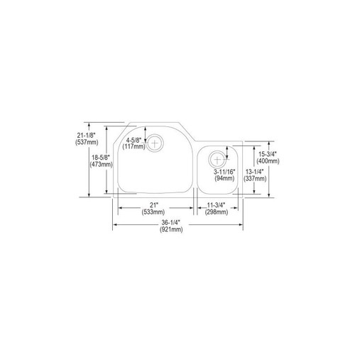 Elkay ELUH3621R Stainless Steel Double Bowl Undermount Sink in Lustrous Highlighted Satin