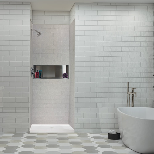 36-In X 36-In X 96-In 3-Piece Shower Wall Trimmable Kit, In Grey Beach