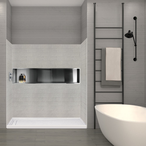 36-In X 60-In X 72-In 3-Piece Shower Wall Trimmable Kit, In Grey Beach