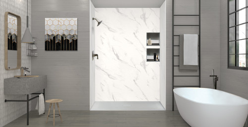 Transolid FZS6340C-39 63-in L x 39.4-in W Zero Threshold Center Drain Shower Base, Grey