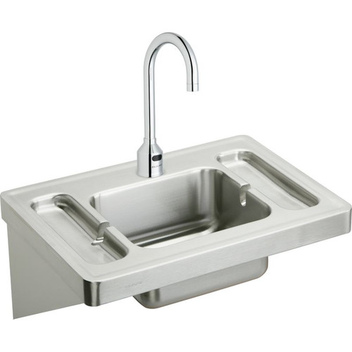 Elkay ESLV2820SACC Commercial Surgeons Lavatory Sink Package with Single Faucet Hole in Buffed Satin