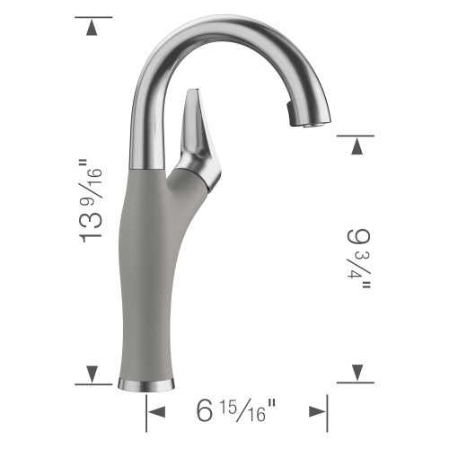 Blanco 526383 Artona Single-Lever Pull-Down Bar Faucet with 1.5 GPM in Metallic Gray/Stainless